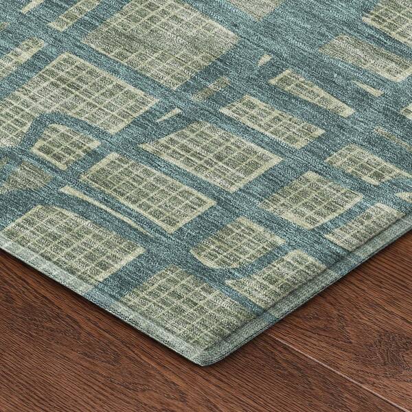 Mayfield Premium Machine Washable Abstract AMF2491 Basil 2 ft. x 7 ft. Runner Rug