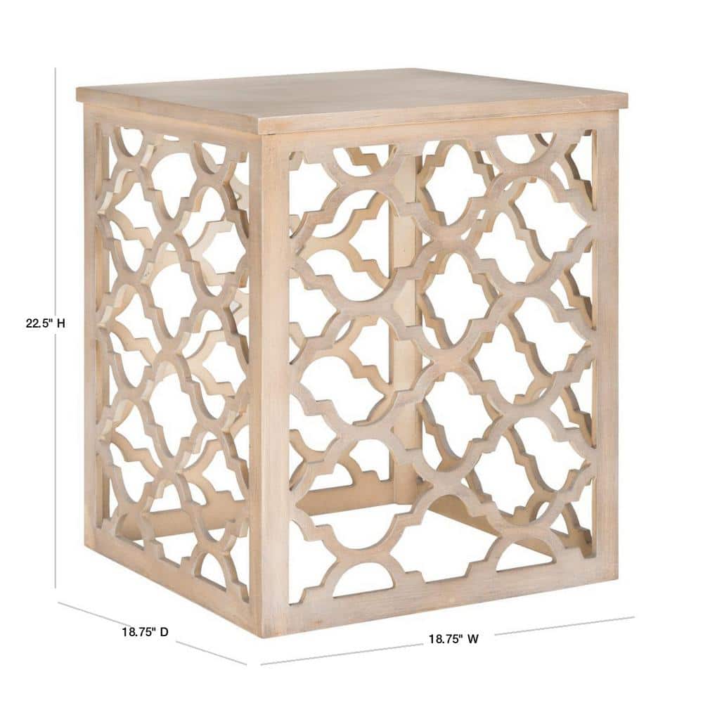 Gray Geometric Wood and Metal Square End Table