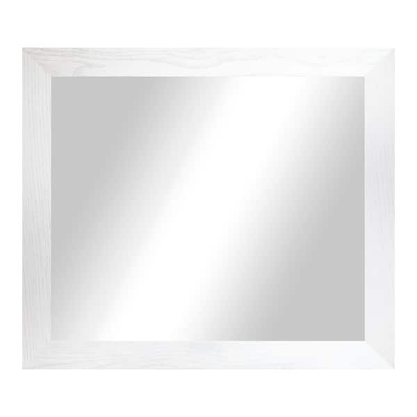 Rayne Mirrors 3 in. White Frame (46 in. W x 33 in. H) Oak Hardwood Rectangle Wall Mirror