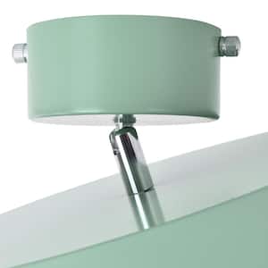 11.81 in. 1-Light Green LED Semi-Flush Mount with Drum Shade Scandinavian Ceiling Light