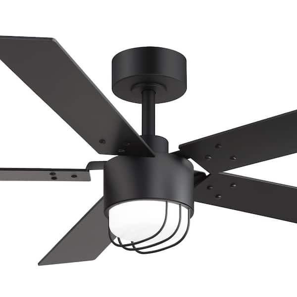 Larrisa 52 in. Indoor Black Ceiling Fan with Integrated LED Light with Remote Control Included