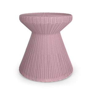 Hula Pink Resin Wicker Outdoor Side Table