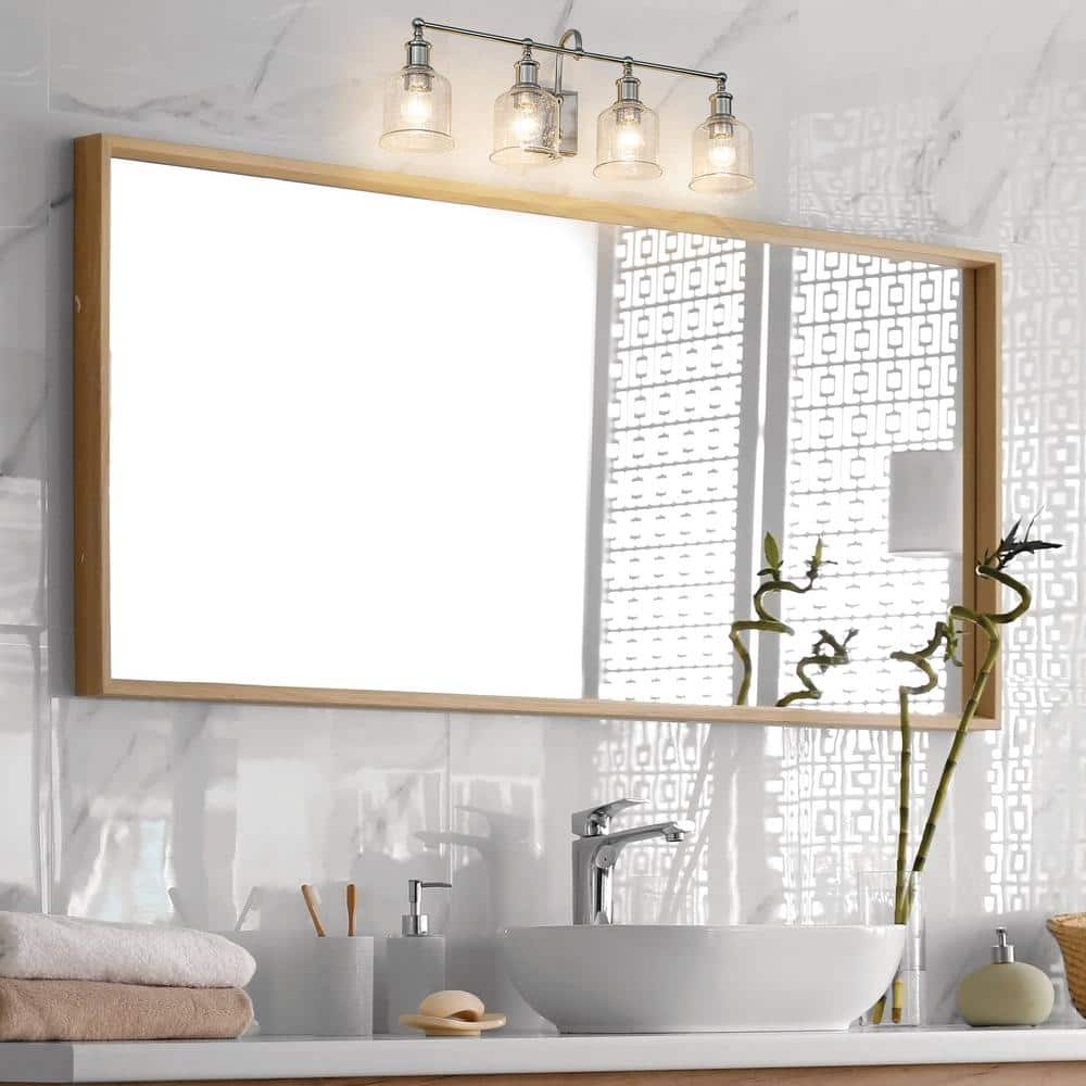 Bryant Brushed Nickel 4-Light Vanity with Seedy Glass Shades