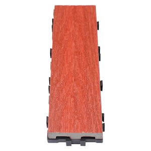 UltraShield Naturale 3 in. x 1 ft. Quick Composite Single Slat Deck Tile in Swedish Red (4-Pieces per Box)