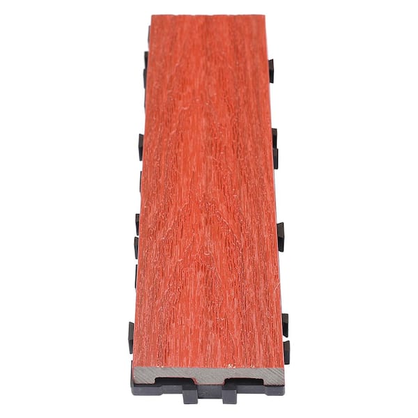 NewTechWood UltraShield Naturale 3 in. x 1 ft. Quick Composite Single Slat Deck Tile in Swedish Red (4-Pieces per Box)