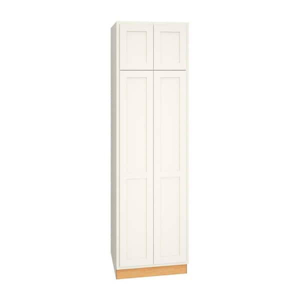 QuickShip Cottage 24 in. W x 24 in. D x 84 in. H Assembled Plywood Pantry Kitchen Cabinet in White Partial Overlay