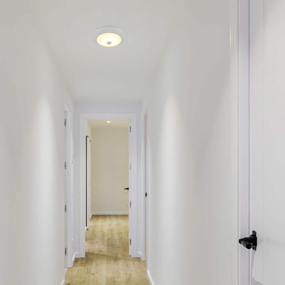 White Round LED Motion Sensor Flush Mount Ceiling Light