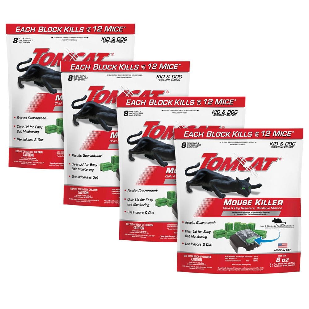 TOMCAT Mouse Killer Child and Dog Resistant, Refillable Station, 4