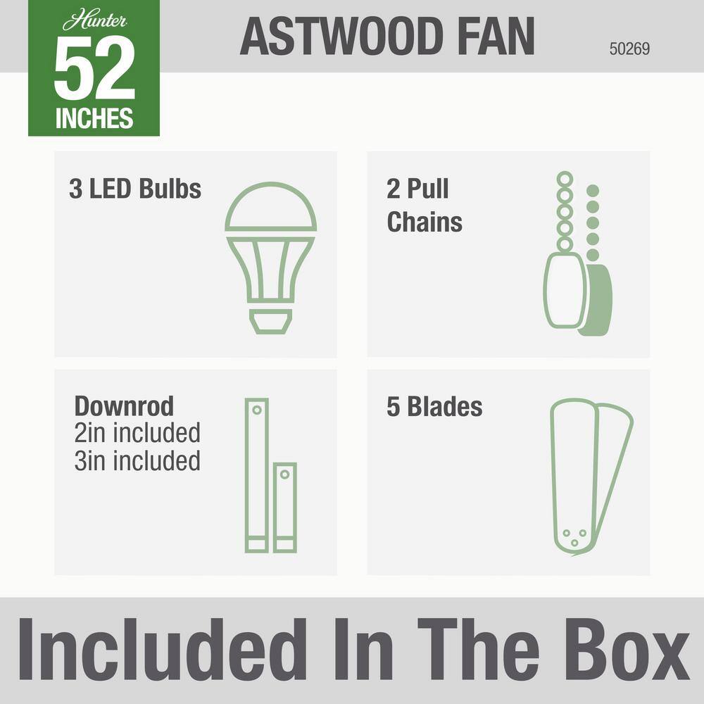 Astwood Matte Black 52" LED Ceiling Fan with Rounded Cage Design