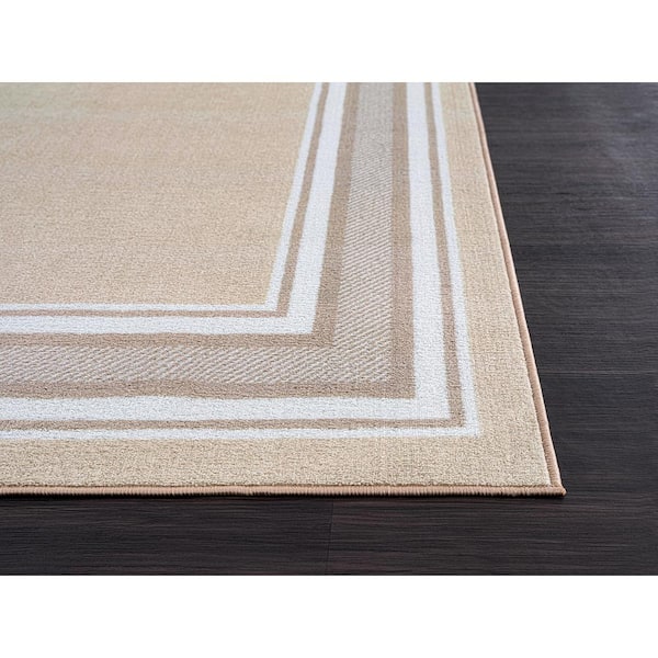 2 x 3 Brown Carmel Bordered Non Slip Doormat Indoor Area Rug