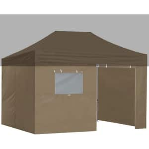 Series 10 ft. x 15 ft. Khaki Pop-up Canopy Tent with 4-Zippered Sidewalls