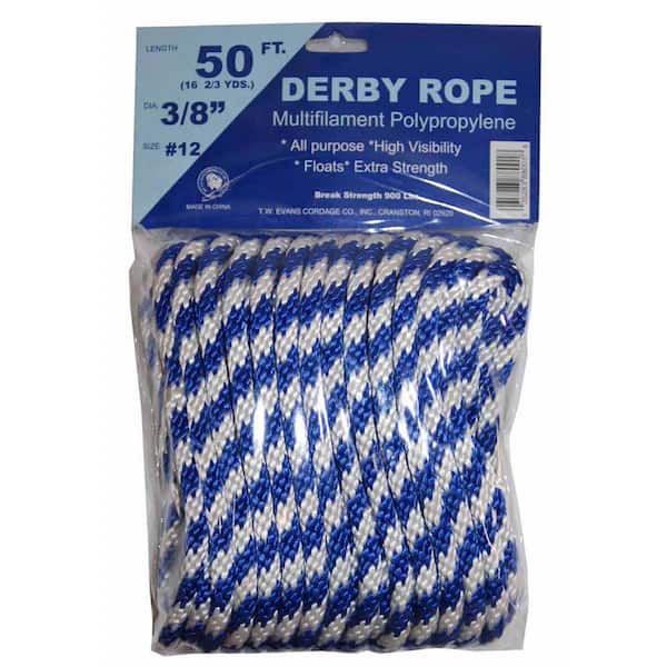 T.W. Evans Cordage 3/8 in. x 50 ft. Blue And White Derby Rope