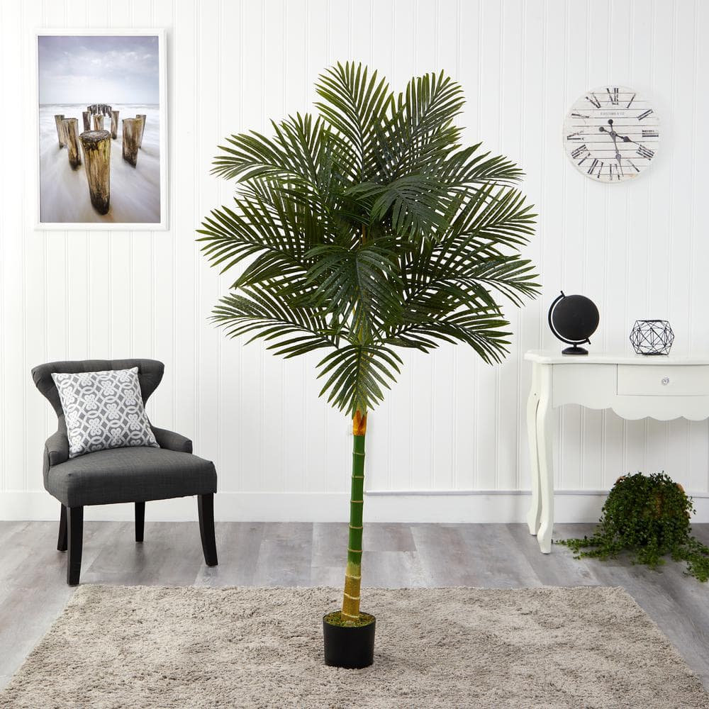 Nearly Natural 6 ft. Artificial Single Stalk Golden Cane Palm Tree ...