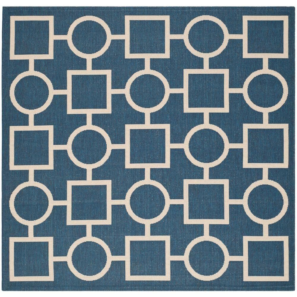 Courtyard Navy/Beige 7 ft. x 7 ft. Square Geometric Indoor/Outdoor Patio  Area Rug price history on PriceWatchPro