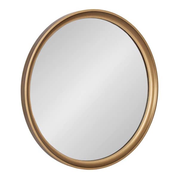 Kate and Laurel Hatherleigh Gold 30 in. W x 30 in. H Modern Round Wood Wall Mirror