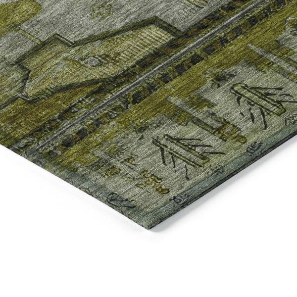 Chantille Machine Washable Indoor/Outdoor Abstract ACN1776 Olive 3 ft. x 4 ft. Area Rug