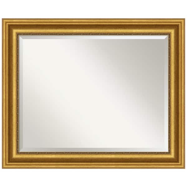 Amanti Art Medium Rectangle Antique Gold Metallic Beveled Glass Classic Mirror (27.75 in. H x 33.75 in. W)