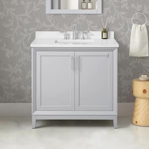 Maverick 36 in. W x 22 in. D x 34 in. H Single Sink Bath Vanity in Dove Gray with White Engineered Stone Top