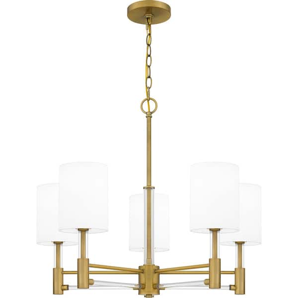 Quoizel Gretchen 5 light Aged Brass Chandelier
