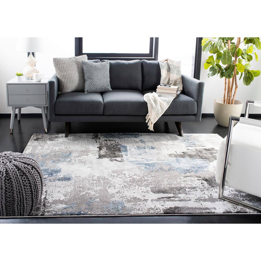 Elysian Shadows Abstract Gray 9' x 12' Hand-Knotted Rug