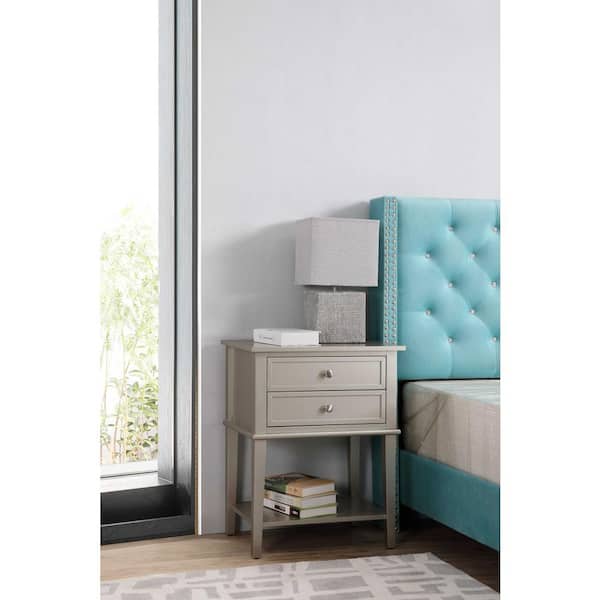 AndMakers Newton 2-Drawer Silver Champagne Nightstand (28 in. H x 22 in. W x 16 in. D)
