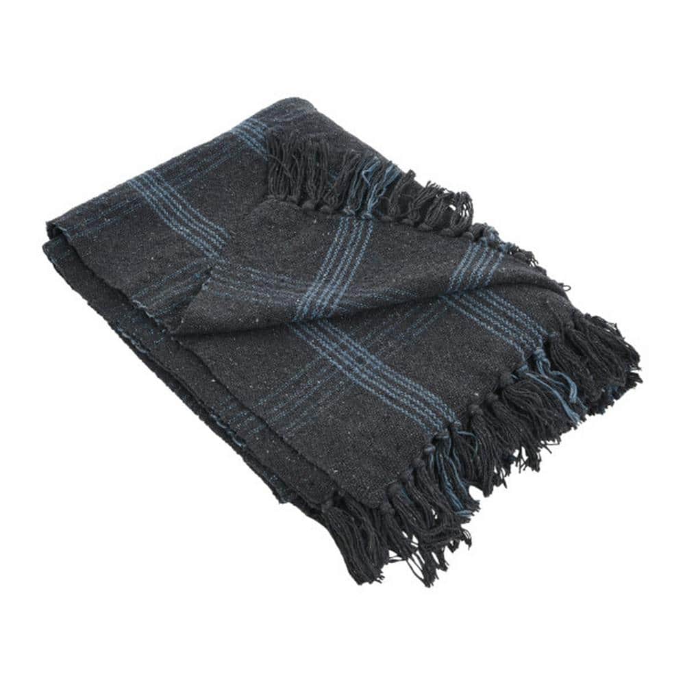 Gray Plaid Recycled Cotton Throw Blanket with Fringe price history on PriceWatchPro