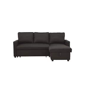 Hiltons Charcoal Linen Sectional Sofa with Sleeper