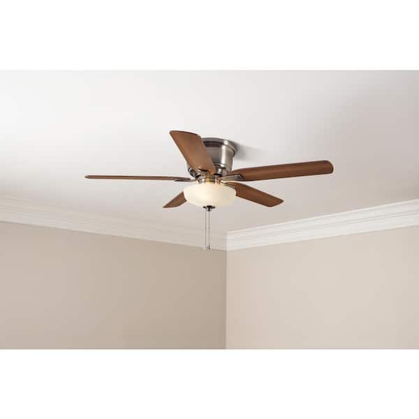 Holly Springs Low Profile 52 in. LED Indoor Brushed Nickel Ceiling Fan with Light Kit