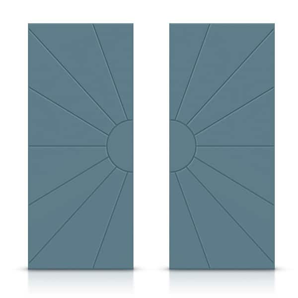 CALHOME 60 in. x 96 in. Hollow Core Dignity Blue Painted Composite MDF Interior Double Closet Sliding Doors