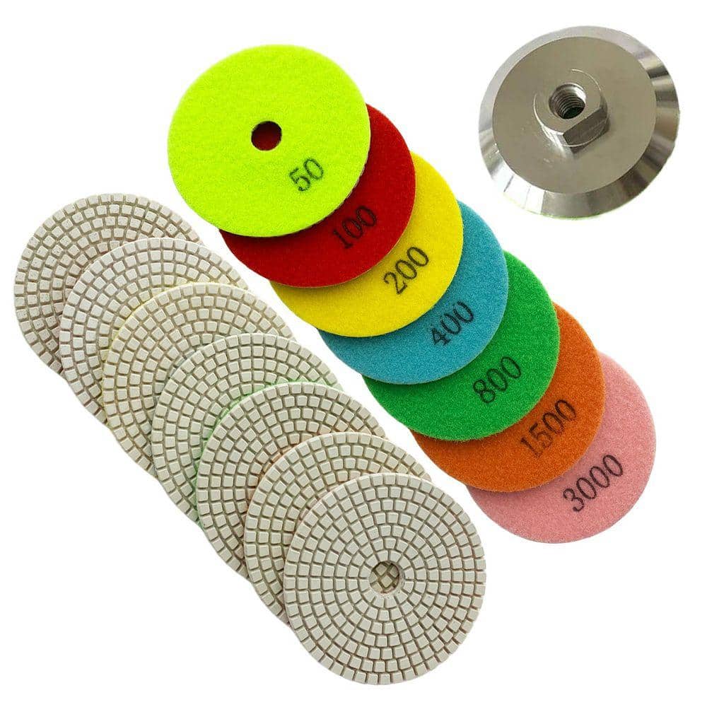 KURSTOL Diamond Polishing Pads 10-Pack – 4" / 100mm #800 Grit Wet Countertop Pads For Granite, Quartz, Marble, And Stone Floor Polishing