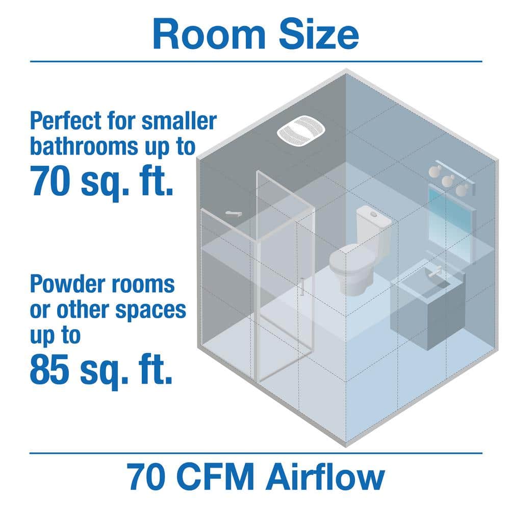 White High Impact Plastic Bathroom Exhaust Fan with 70 CFM