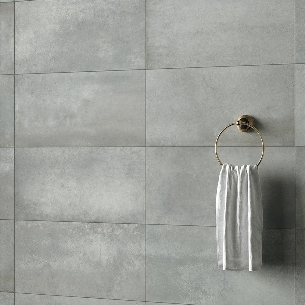 Large Format Gray Matte Porcelain Rectangular Wall and Floor Tile