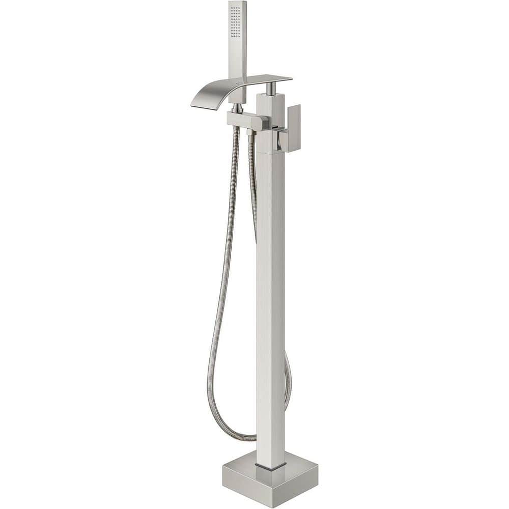 Single Handle Floor Mount Claw Foot Freestanding Tub Faucet with Hand Shower in Brushed Nickel price history on PriceWatchPro