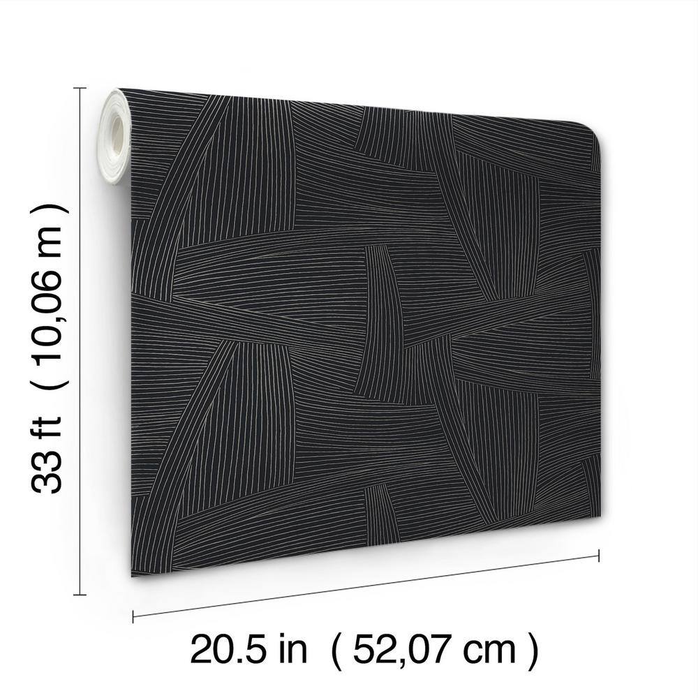 Reid Black Woven Geometric Non-Woven Wallpaper