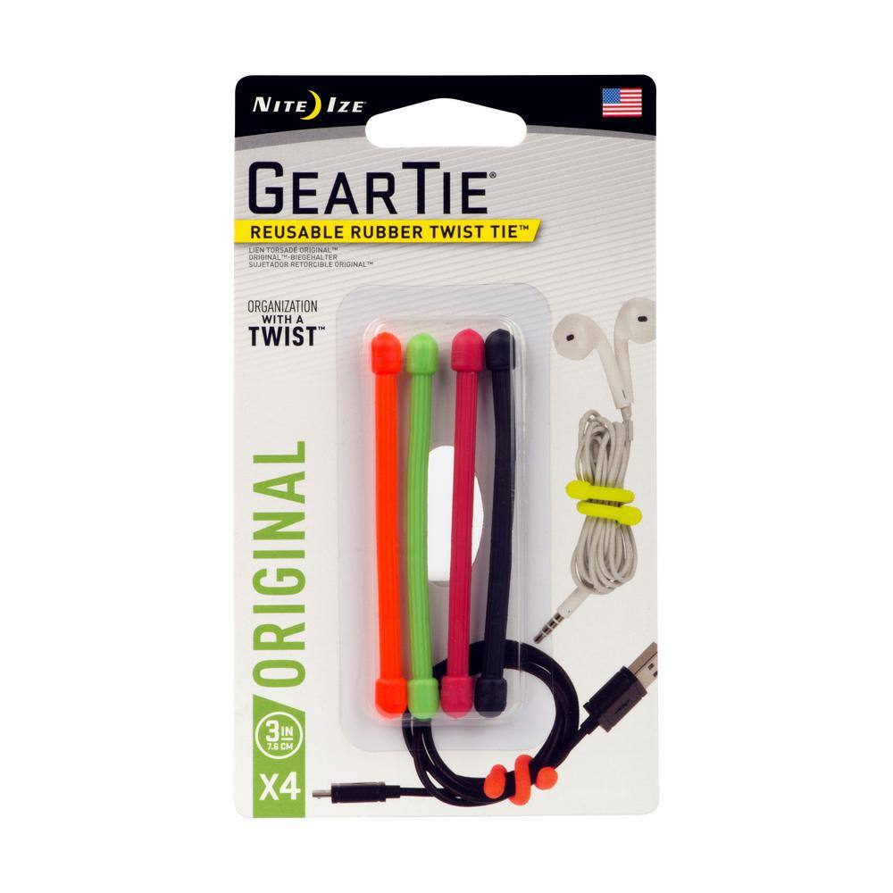 3 in. Gear Tie in Assorted Orange, Green, Red, Black (4-Pack) price history on PriceWatchPro