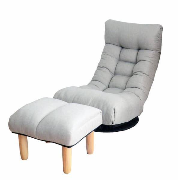 ATHMILE 22.8 in. Gray Fabric Single Sofa Reclining Chair Japanese Chair Lazy Sofa Tatami Balcony Reclining Chair Leisure Sofa