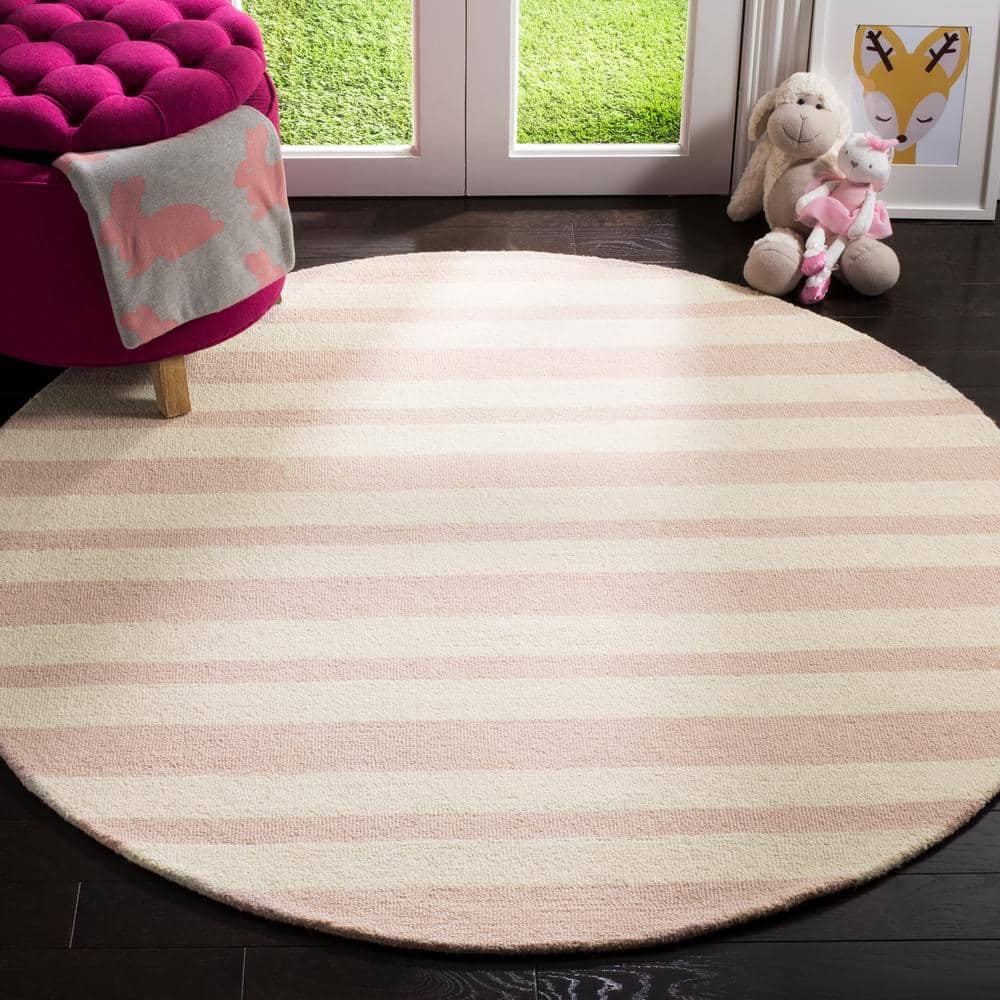 Ivory Whimsy Round Hand-Tufted Wool Kids' Rug - 59"