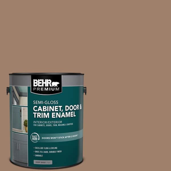 BEHR PREMIUM 1 gal. #ECC-40-3 Seasoned Acorn Semi-Gloss Enamel Interior/Exterior Cabinet, Door & Trim Paint