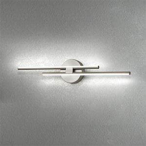 Bourget 23.62 in. 2-Light Brushed Nickel LED Vanity Light Bar with 6000K for Bathroom, Bedroom, Living Room