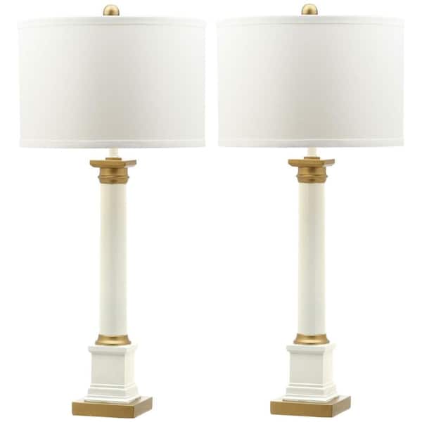 Safavieh Henley 32.5 in. White/Gold Table Lamp with White Shade