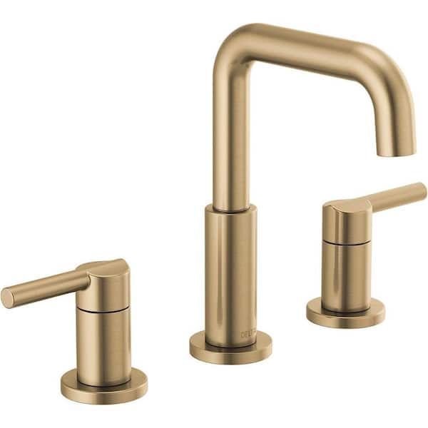 Lukvuzo Widespread Double Handle 3-Hole Bathroom Faucet with Drain Assembly in Champagne Bronze
