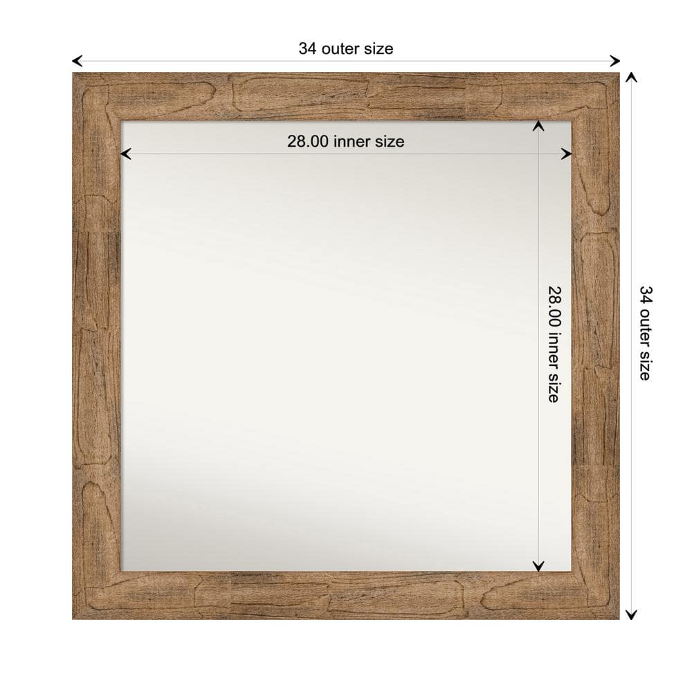 Owl Brown 33.5 in. W. x 33.5 in. Custom Non-Beveled Wood Framed Bathroom Vanity Wall Mirror price history on PriceWatchPro
