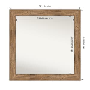 Owl Brown 33.5 in. W. x 33.5 in. Custom Non-Beveled Wood Framed Bathroom Vanity Wall Mirror