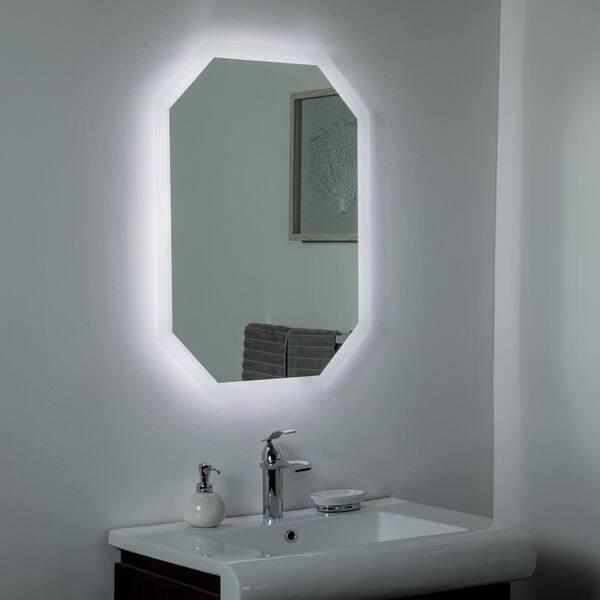 Decor Wonderland 32 In X 24 Octagon Single Margot Led Touch On Off Frameless Bathroom And Vanity Mirror With Beveled Edge Ssl203 The Home Depot Octagon Single Margot Led Touch, Decorative Bathroom Mirrors With Lights