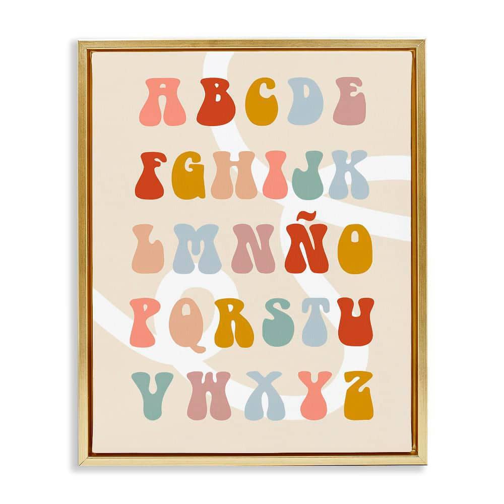 Abstract ABC Spanish Alphabet by Lil' Rue Gold Floater Frame Typography Graphic Art Print 21 in. x 17 in. price history on PriceWatchPro