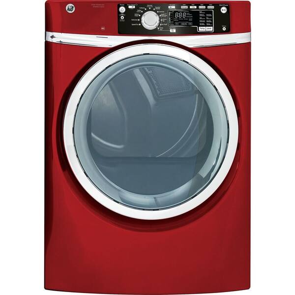 GE 8.1 cu. ft. Electric Dryer with Steam in Ruby Red GFDS265EFRR - The ...