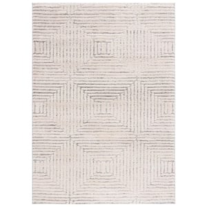 Martha Stewart Ivory/Gray 4 ft. x 6 ft. Concentric Diamonds Area Rug