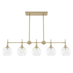 Hunter Maple Park 5-Light Brushed Nickel Shaded Chandelier with Clear ...