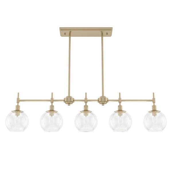 Hunter Xidane 5-Light Alturas Gold Billiard Chandelier With Clear Glass ...