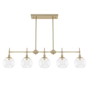 Xidane 5-Light Alturas Gold Billiard Chandelier With Clear Glass Shades